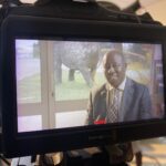 Documentary interview filmed on a Blackmagic cinema camera monitor