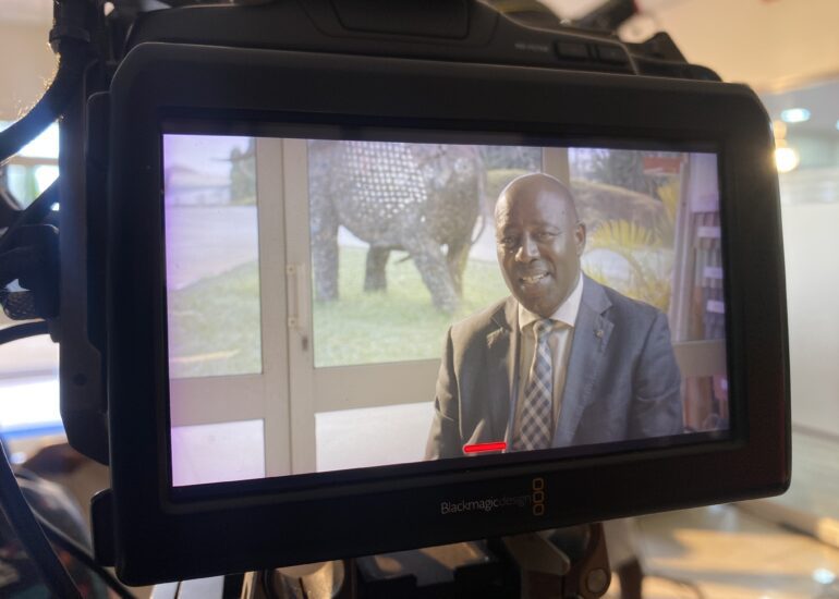 Documentary interview filmed on a Blackmagic cinema camera monitor
